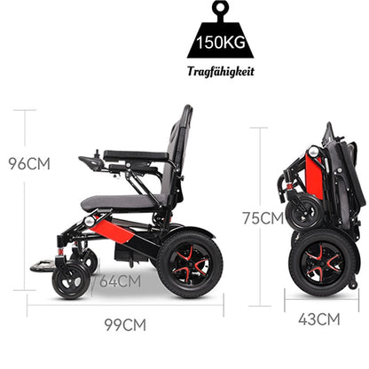 ByteTecpeak D02 Reclining Aluminum Electric Wheelchair, 150kg Load Capacity, Powerful 500W Motor, 33km Range, 22Ah Lithium Battery