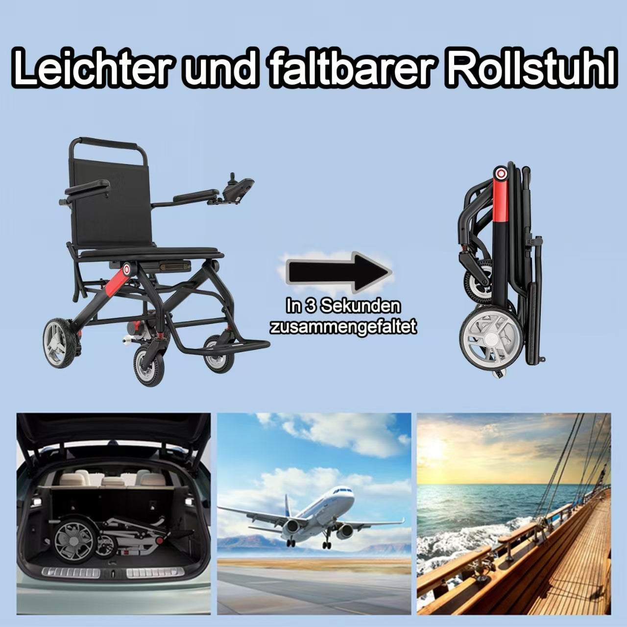 ByteTecpeak -D01 Rollstuhl, nur 9,6 kg, ultraleichter Elektrorollstuhl, faltbarer Elektrorollstuhl, 20 km Reichweite, abnehmbare 12Ah Lithium-Batterie, für den Heimgebrauch.