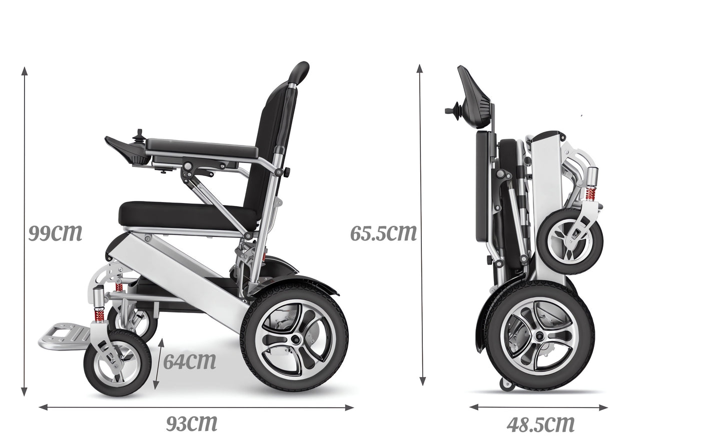 ByteTecpeak D03 Electric Wheelchair -20Ah Lithium Battery，30 km Range, 500W Motor