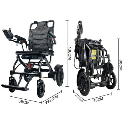 ByteTecpeak D04-Black folding electric wheelchair - 10Ah battery, 500W motor, 20 km range