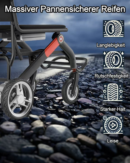 ByteTecpeak -D01 Rollstuhl, nur 9,6 kg, ultraleichter Elektrorollstuhl, faltbarer Elektrorollstuhl, 20 km Reichweite, abnehmbare 12Ah Lithium-Batterie, für den Heimgebrauch.