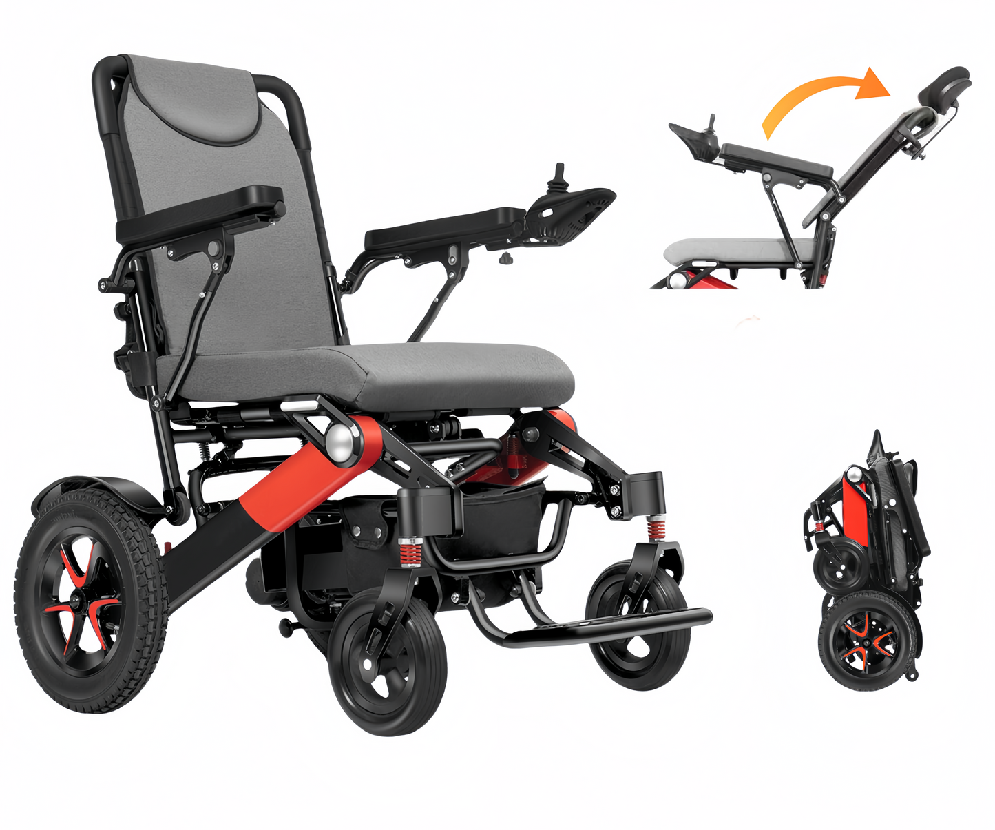 ByteTecpeak D02 Reclining Aluminum Electric Wheelchair, 150kg Load Capacity, Powerful 500W Motor, 33km Range, 22Ah Lithium Battery